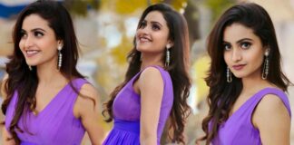 Deepika in Violet Color Stunning Looks Dress