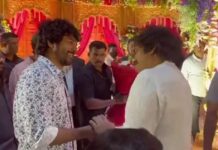 Sivakarthikeyan and Pawan Kalyan chatting at the wedding