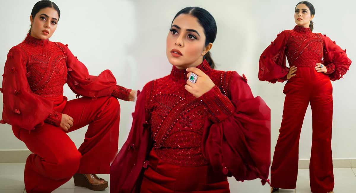 beautiful poorna on red color dress