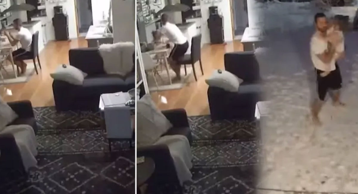 man carries daughter and leaves wife seconds before earthquake video viral