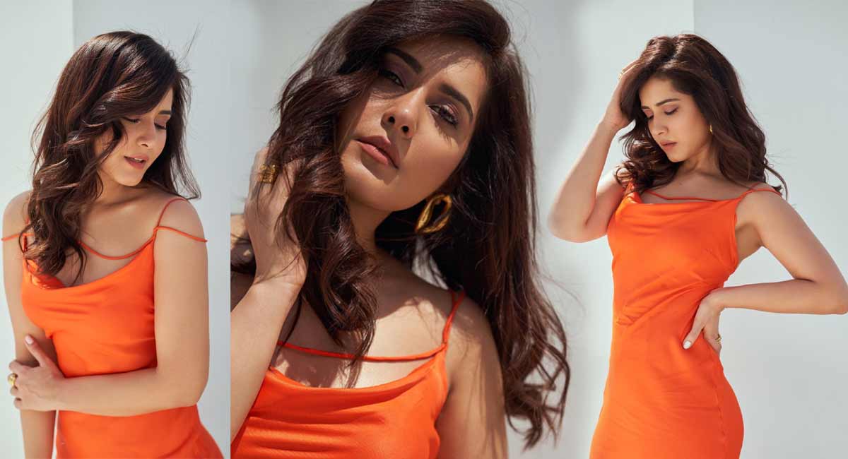rashi khanna attracted with his glance of beauty