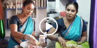 SriReddy cooking biryni video on her YouTube channel