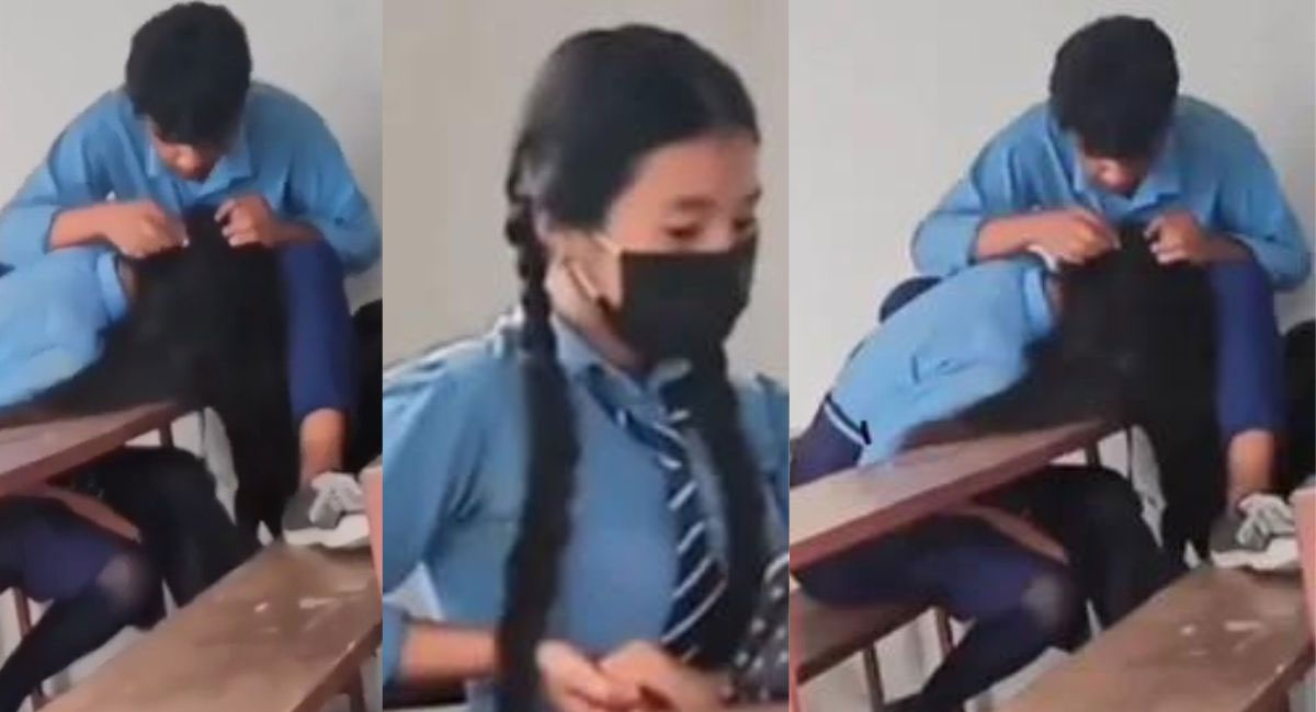 student checks her hair for lice video viral